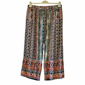 Exclusively for Signals Womens Blue Floral Boho Wide Leg Palazzo Crop Pants 1X